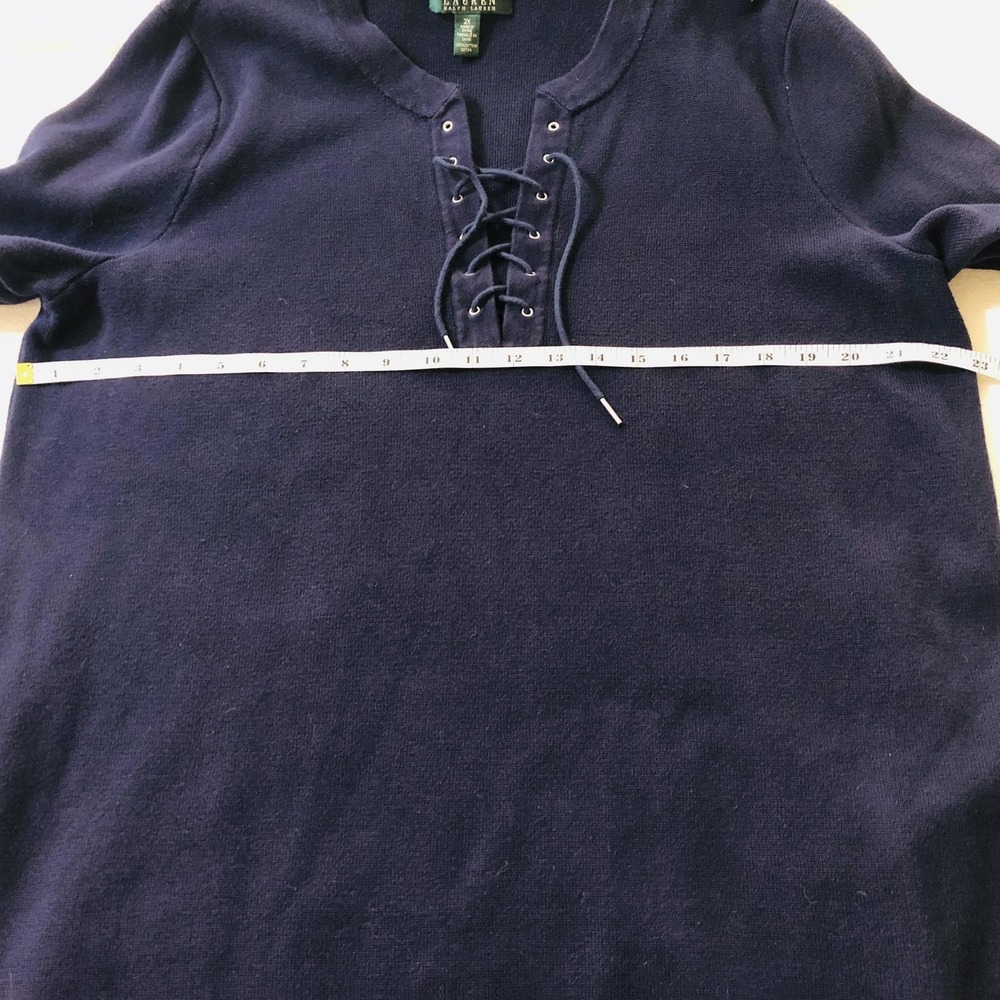 Lauren Ralph Lauren Sweater Womens 2X Navy Lace Up Tunic Pullover Long Sleeve - Picture 6 of 8